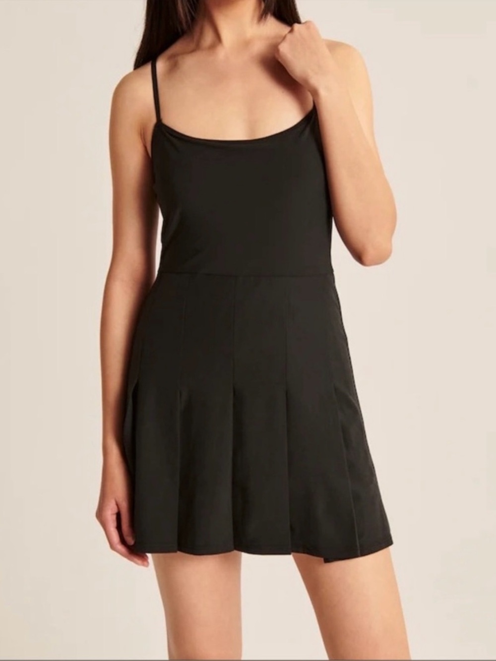 Abercrombie & Fitch Black Pleated Spaghetti Strap Traveler Mini Dress S - Picture 1 of 16